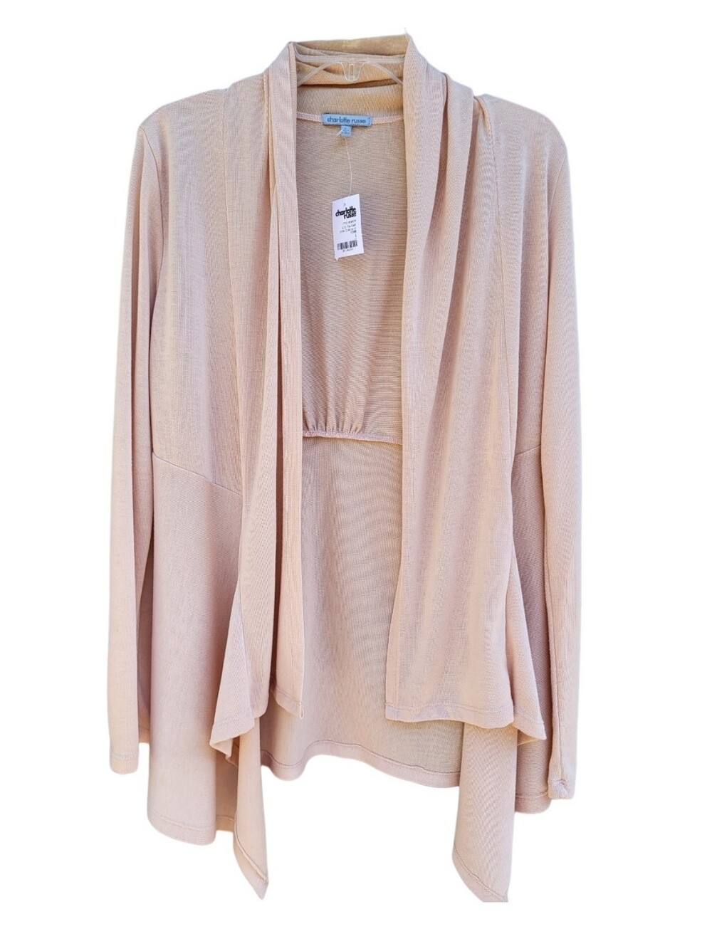 NWT Charlotte Russe Peach Open-Front Draped Cardigan - Size L